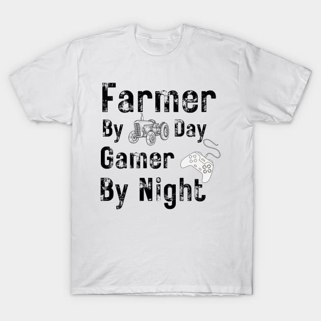 Farmer by day gamer by night T-Shirt by Expressyourself